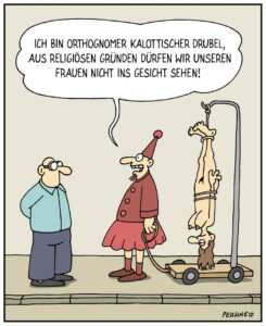 Zu sehen ist hier die Karikatur von Martin Perscheid, der 2019 den 1. Platz beim Frechen Mario belegte.